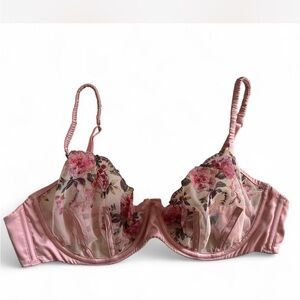 For Love And Lemons Blushing Rose Pink Floral Lace Bra
